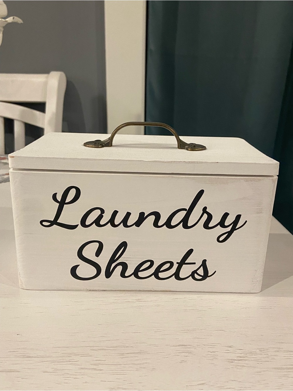 White 'Laundry Sheets' Decorative Storage Box